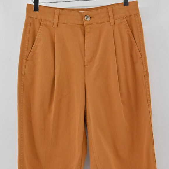 J CREW Pants Womens Size 4 Pleated Chino Straight Cropped Pant Burnt Caramel - Picture 2 of 12